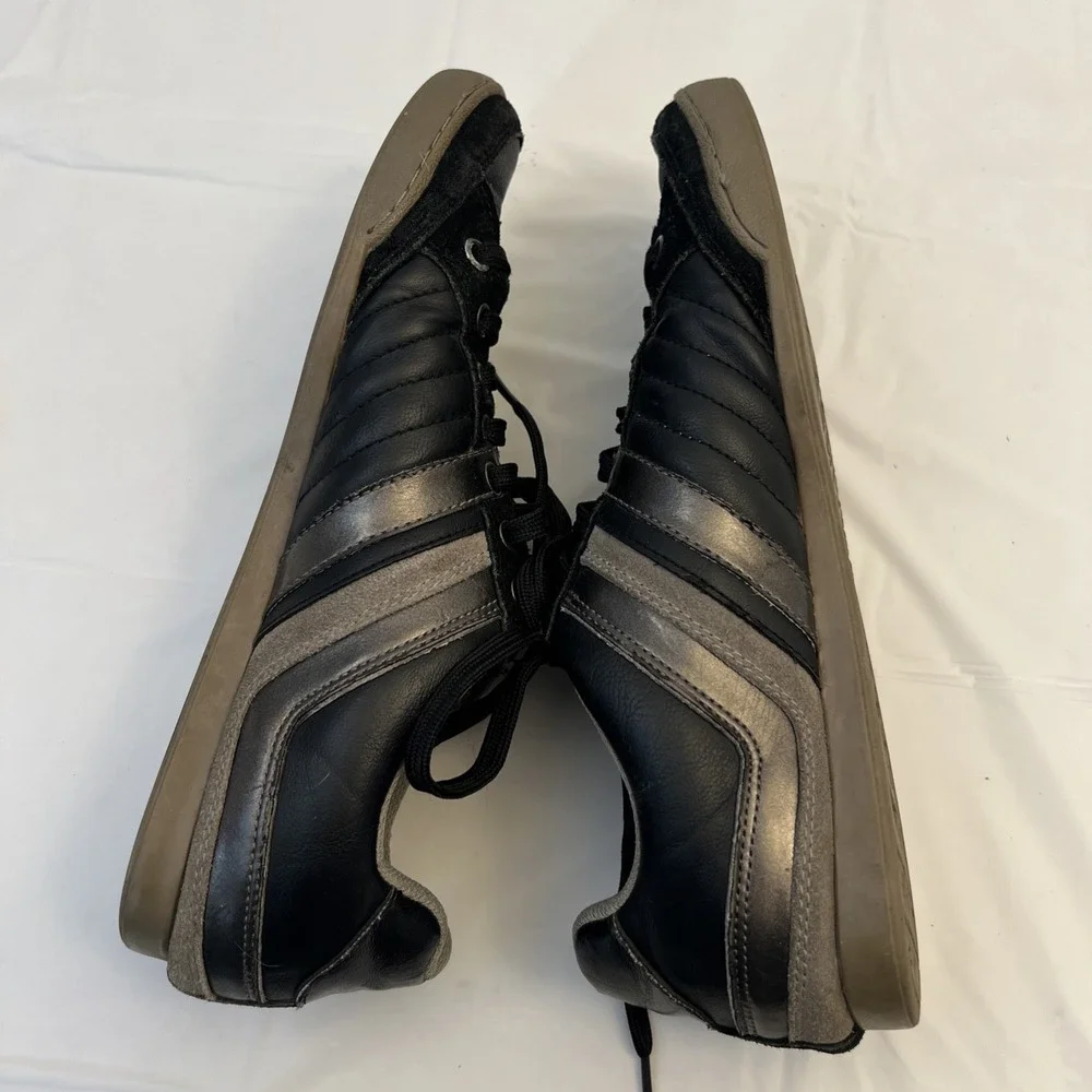 Steve Madden Mens Evrclear Leather Fashion Sneaker Shoe Sz 10 Black Gray Lace Up